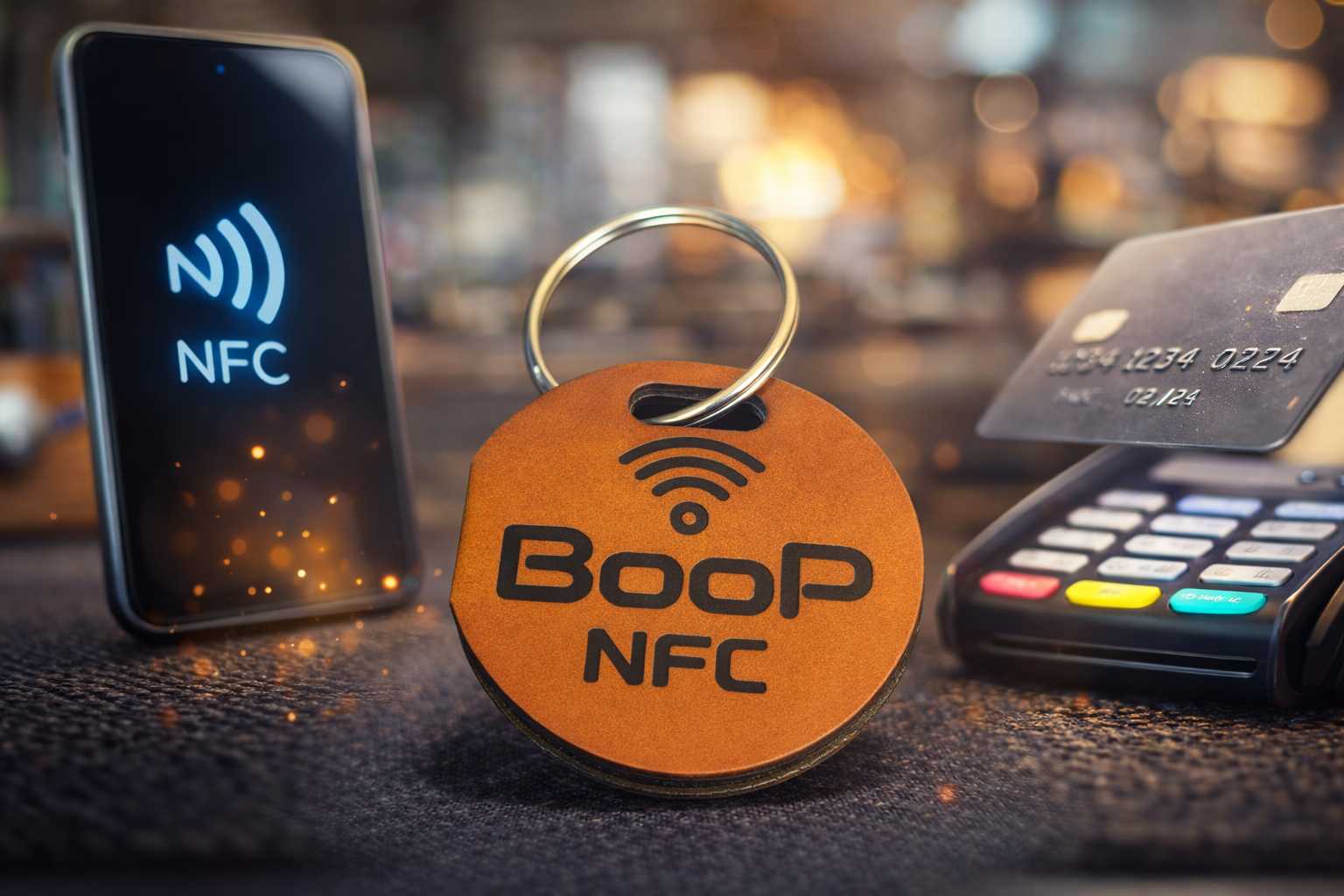 Custom leatherette NFC keychain product photo